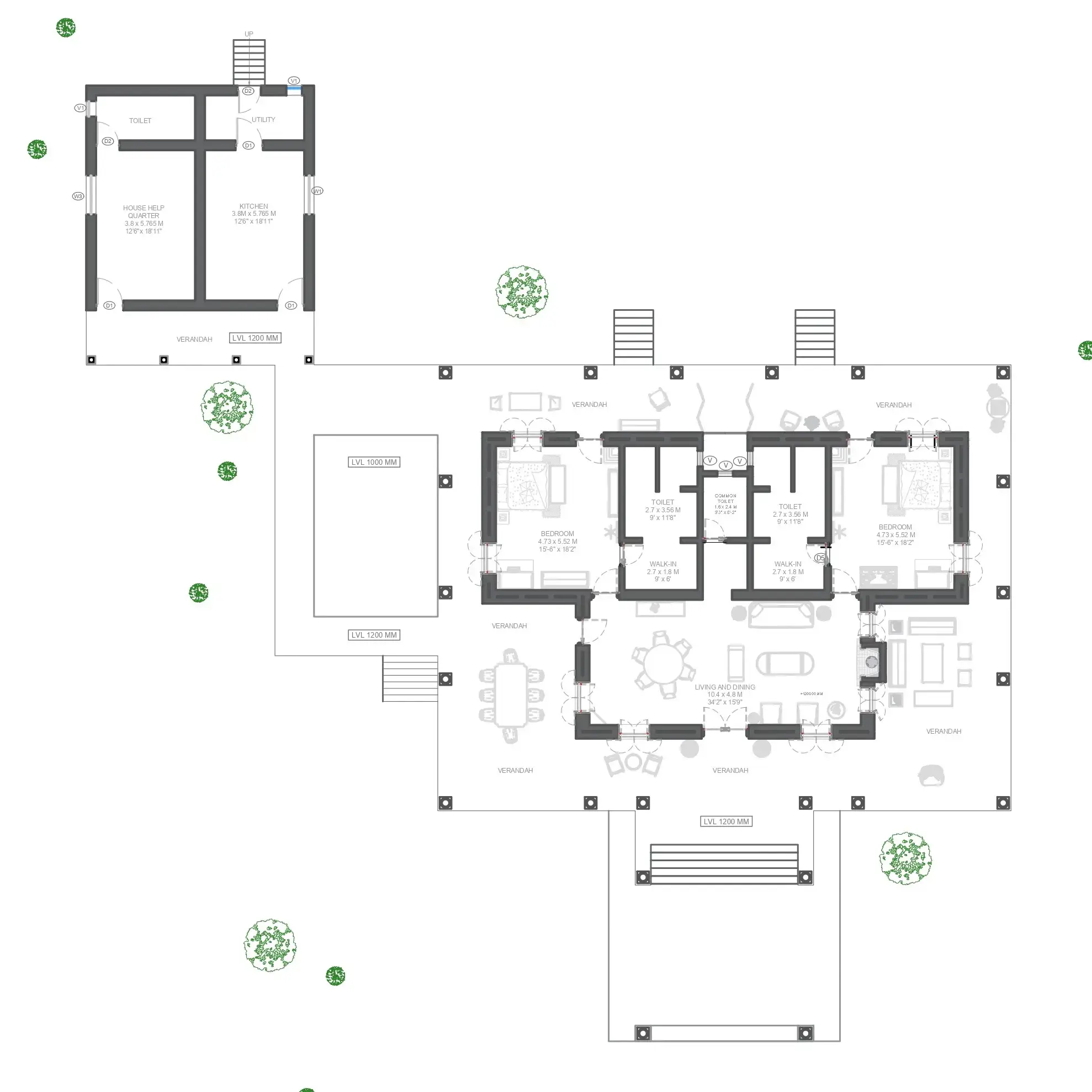 2bhk Bungalow Plan