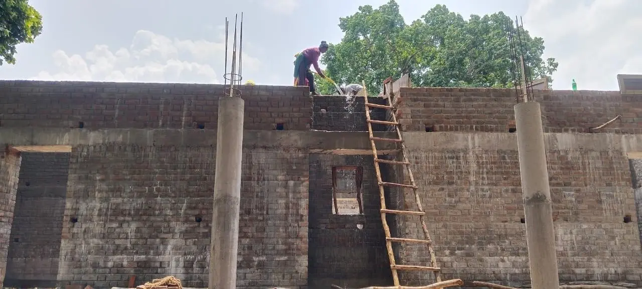 Curing a masonry wall at Forest Rest House